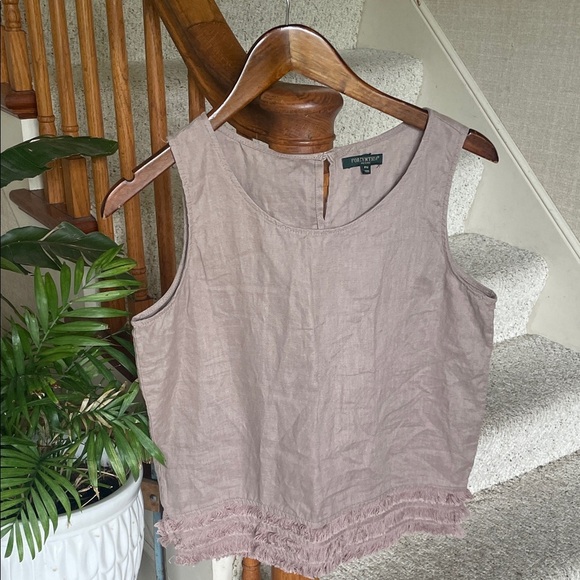 For Cynthia Petite Linen Dusty Mauve Tank Top - Picture 2 of 13